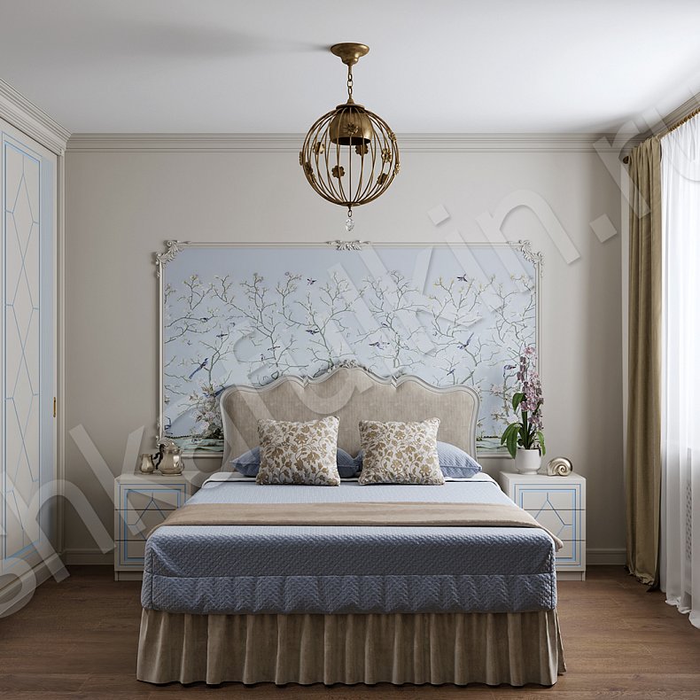 Изображение Корпусный шкаф-купе Милена Светлые Золото Классика 2х створчатые Спальня Для вещей 1