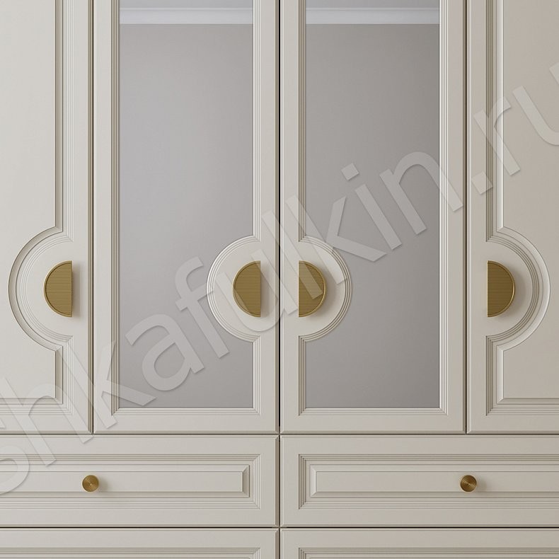 Шкаф Брунель Коричневый Светлые Неоклассика 4х створчатые Спальня Для вещей 5