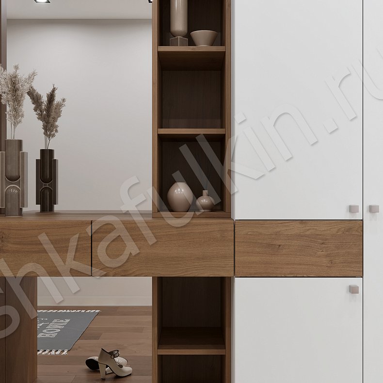 Прихожая Йона Светлые Древесный Белый Скандинавский 2х створчатые Прихожая Для вещей 2