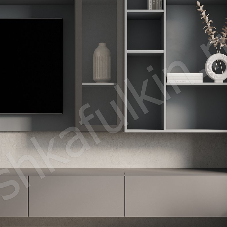 Изображение Стенка Арли Белый Темные Светлые Серый Коричневый Древесный Скандинавский Гостиная Под ТВ Для посуды Для декора Для книг 7