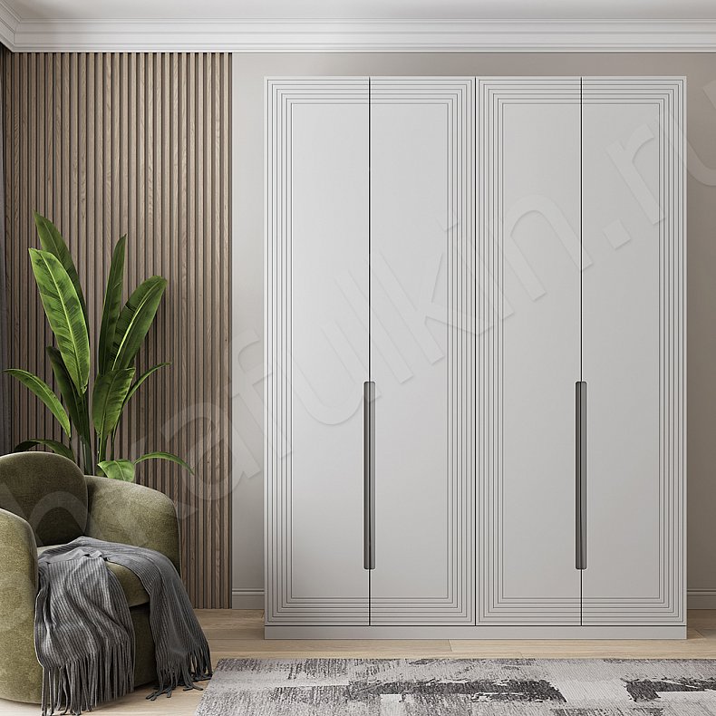 Шкаф 4 двери Сильвер Белый Модерн 4х створчатые Гостиная Для вещей 1