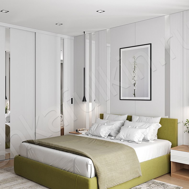 Встроенный шкаф-купе Альгеро Белый Модерн 2х створчатые Спальня Для вещей