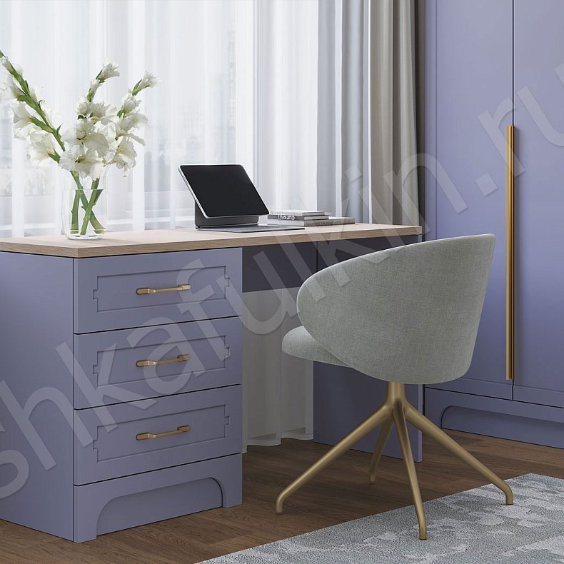 Изображение Гарнитур Жантиль Цветной Синий Светлые Неоклассика 6и створчатые Детская Для белья Для вещей 5