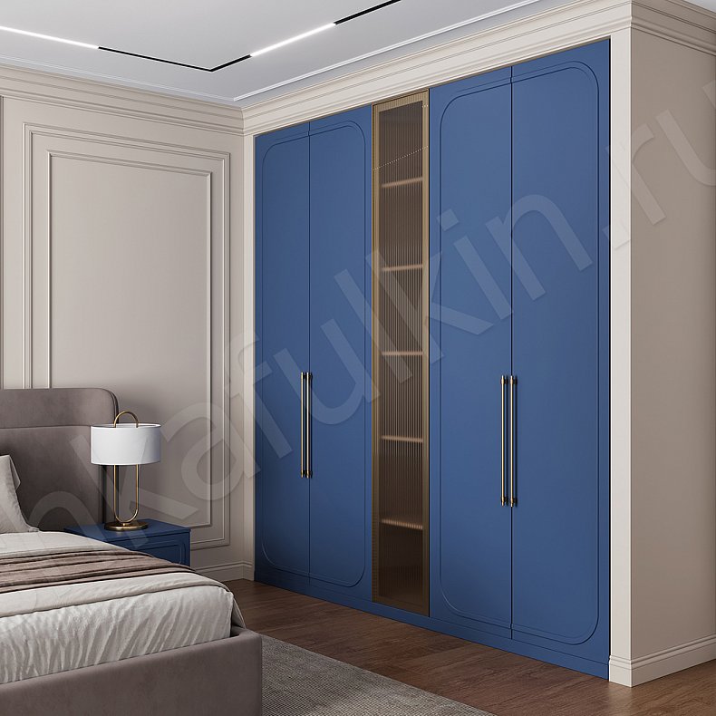 Изображение Гарнитур Мираж Белый Цветной Синий Светлые Неоклассика 5и створчатые Спальня Для вещей 2