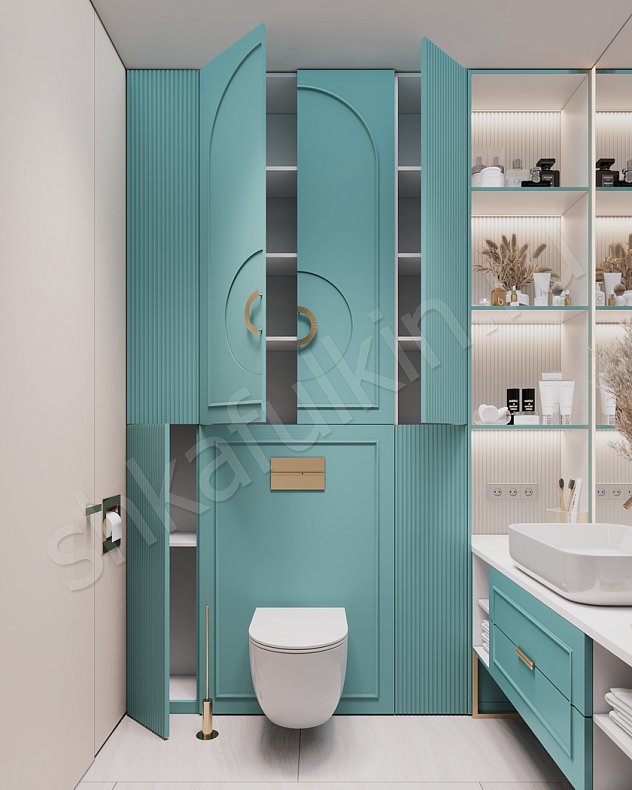 Мебель в ванную Маура Светлые Синий Цветной Неоклассика   Для вещей 3