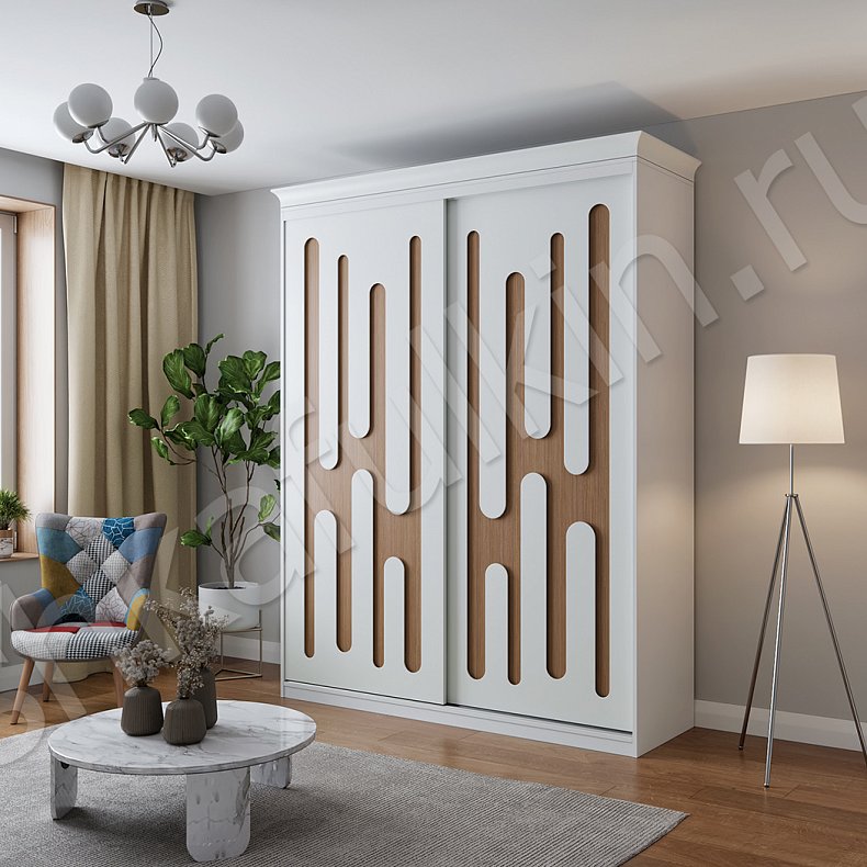 Корпусный шкаф-купе Сальвадор Светлые Древесный Белый Современный 2х створчатые Гостиная Для вещей