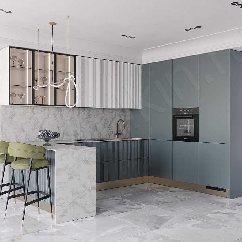 Изображение Кухня Орнелла Цветной Белый Темные Зеленый Современный Для декора Для посуды 1