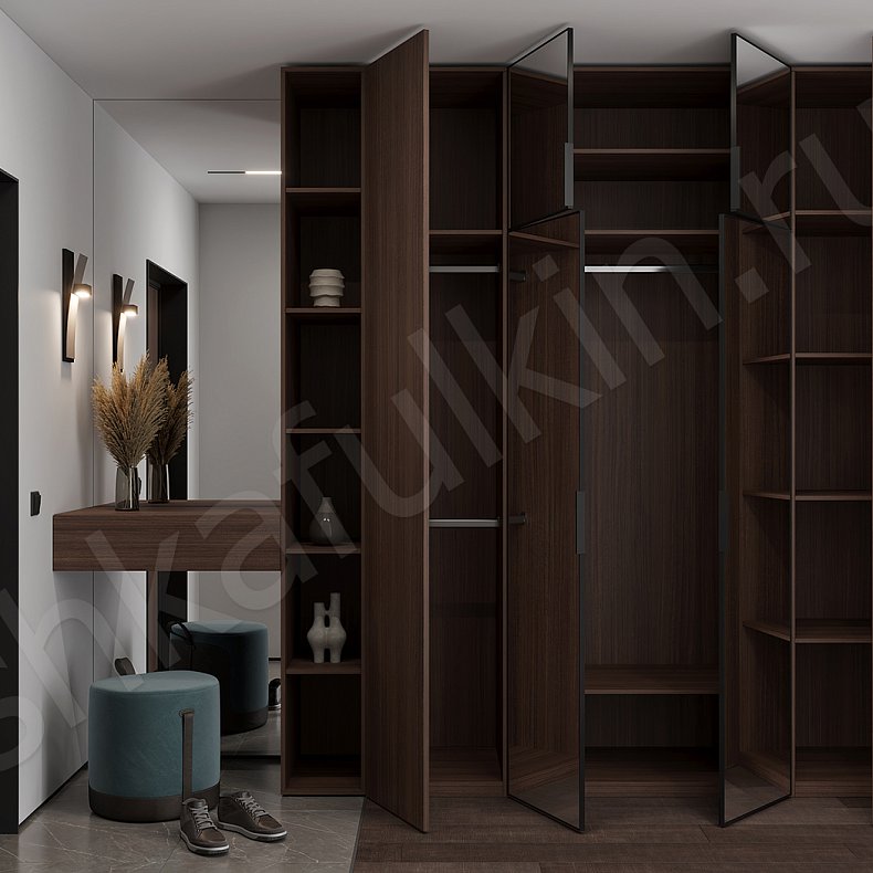 Изображение Прихожая Канди Темные Древесный Современный 4х створчатые Прихожая Для вещей 4