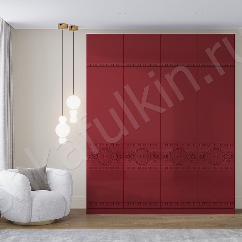 Изображение Шкаф Денница Зеленый Светлые Синий Розовый Красный Цветной Этнический 4х створчатые Гостиная Для вещей Для белья 2