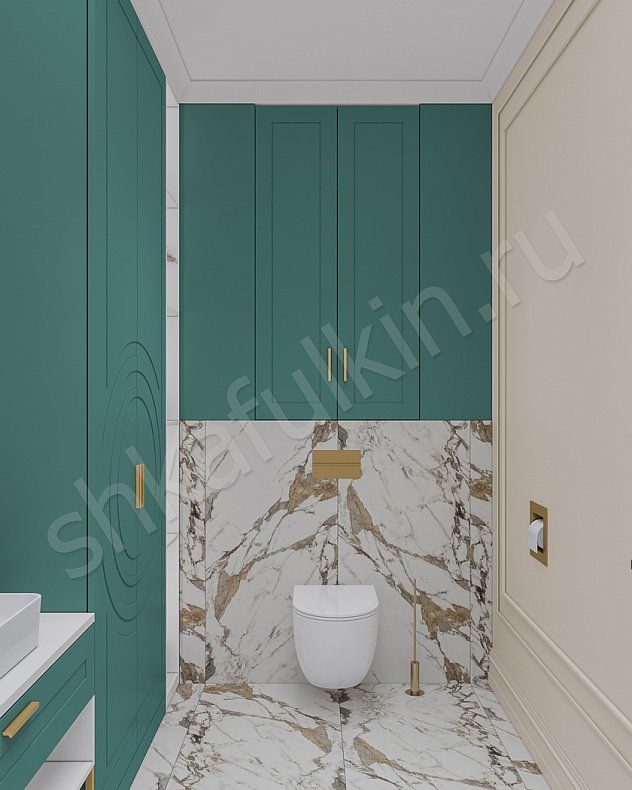 Мебель в ванную Линдор Зеленый Темные Светлые Коричневый Цветной Неоклассика 2х створчатые  Для вещей Для белья 5