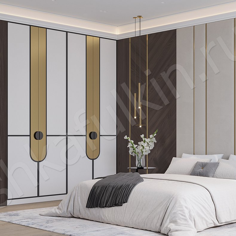 Встроенный шкаф Сальто Золото Белый Современный 4х створчатые Спальня Для вещей Для белья