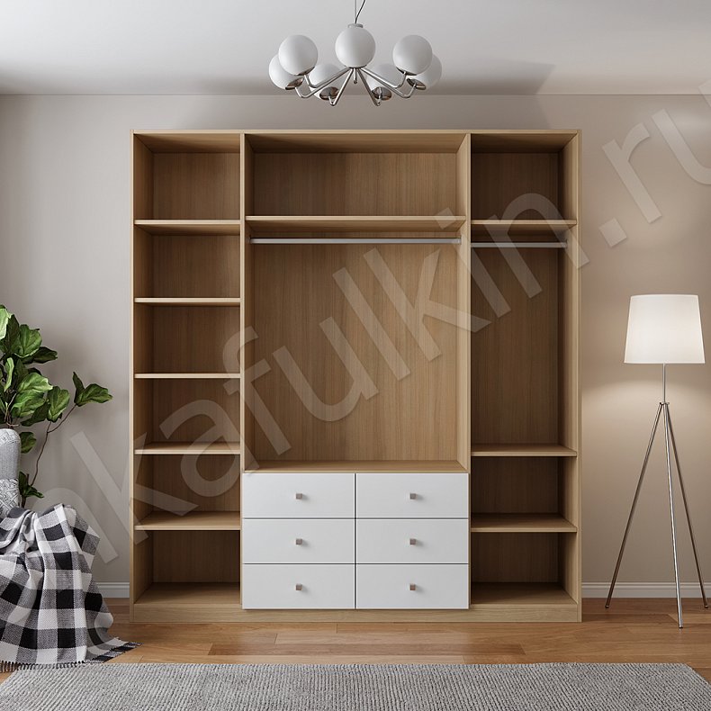 Изображение Шкаф Джерри Темные Светлые Коричневый Черный Белый Скандинавский 4х створчатые Гостиная Для вещей Для белья 9