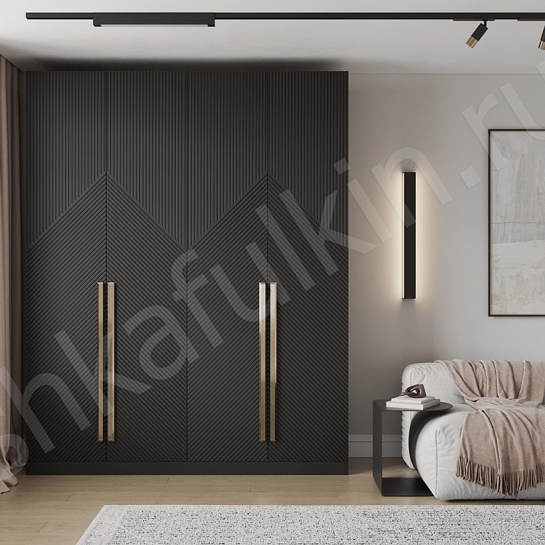 Шкаф Нотариус Черный Модерн 4х створчатые Гостиная Для вещей 2