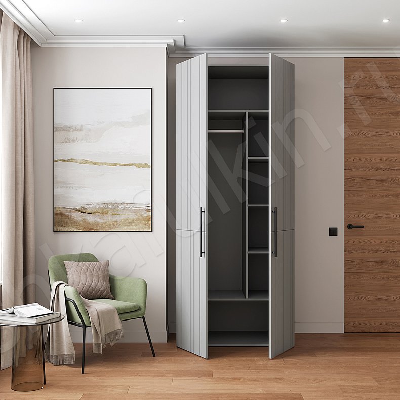 Изображение Шкаф Норкленд Серый Модерн 2х створчатые Гостиная Для вещей 2