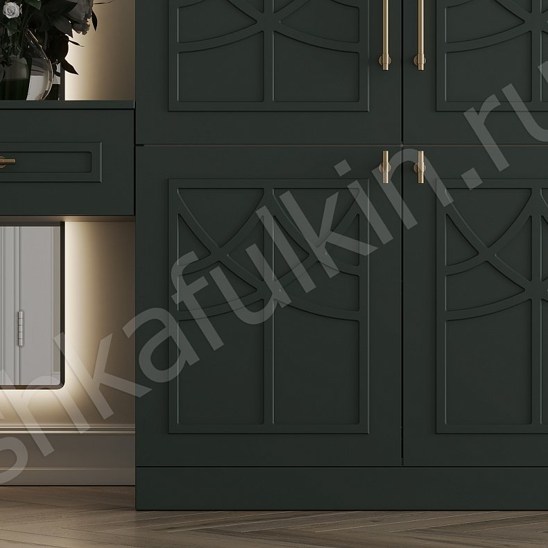 Прихожая 2 двери Стефани Темные Зеленый Неоклассика 2х створчатые Прихожая Для вещей 2