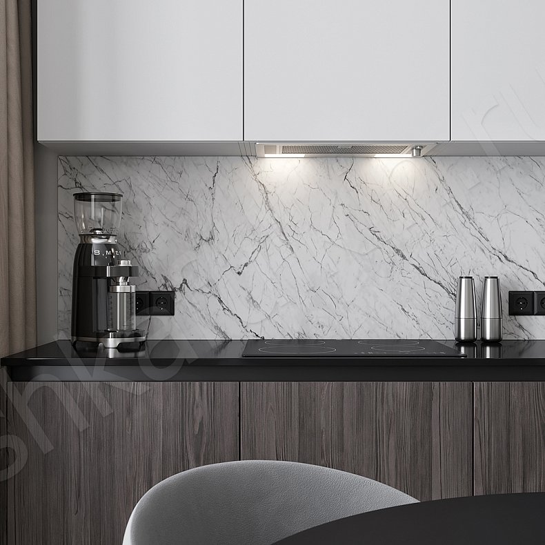 Изображение Кухня Милокки Темные Древесный Белый Современный Для посуды 4