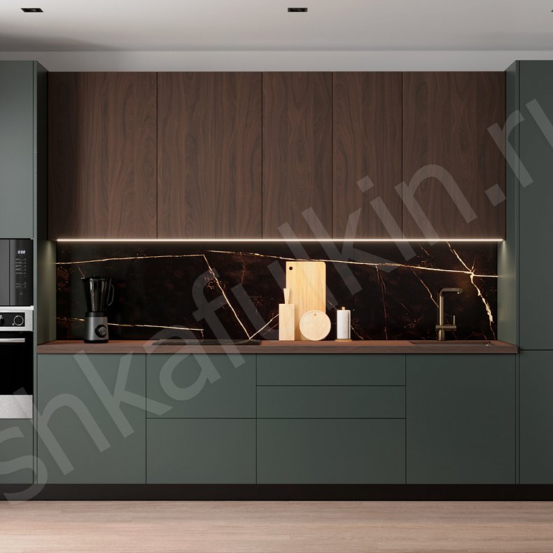Кухня Конкорд Зеленый Темные Древесный Современный   Для посуды 1