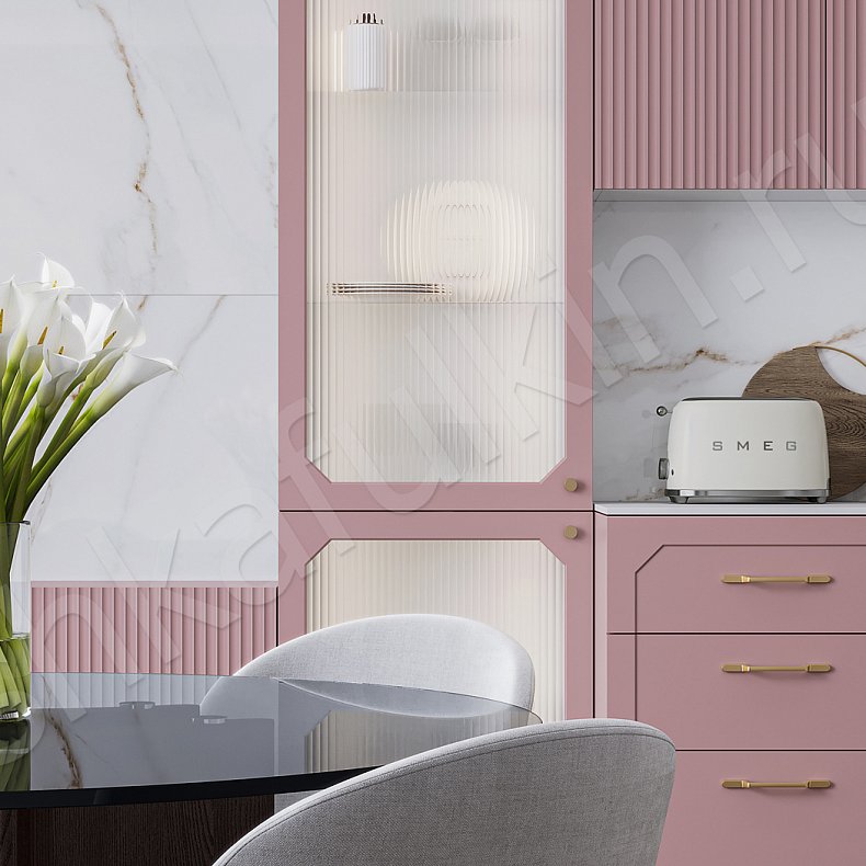 Кухня Санремо Синий Цветной Розовый Светлые Неоклассика   Для книг Для декора 8