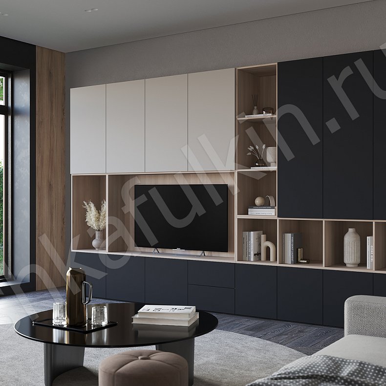 Изображение Стенка Нолти Темные Светлые Коричневый Древесный Черный Скандинавский  Спальня Под ТВ Для декора Для книг 5