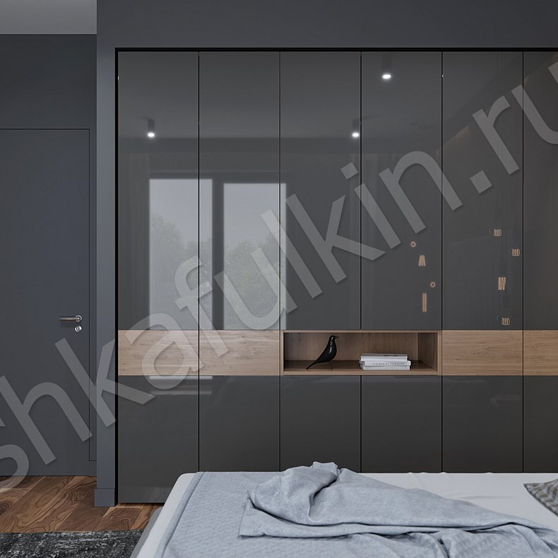 Изображение Распашной шкаф Камелот Древесный Черный Темные Современный 6и створчатые Спальня Для белья Для вещей 2