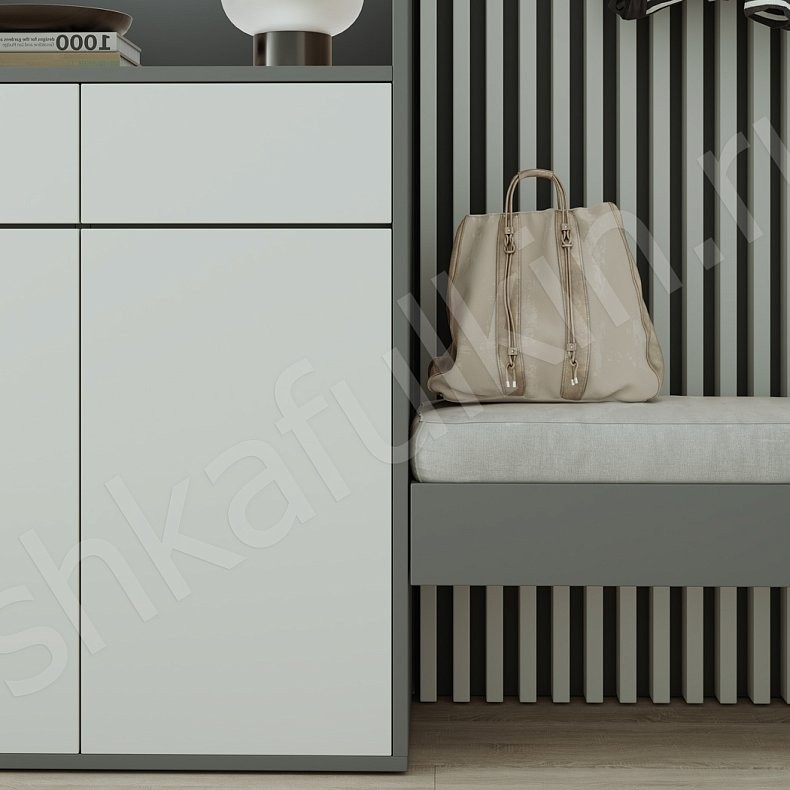 Изображение Прихожая Бонни Темные Светлые Серый Коричневый Черный Белый Скандинавский 2х створчатые Прихожая Для вещей 14