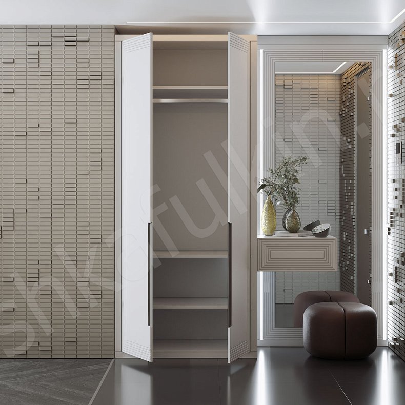 Прихожая Сильвер Белый Светлые Современный 2х створчатые Прихожая Для вещей 4