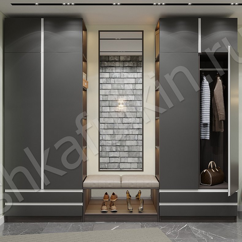 Шкаф в прихожую Торро Темные Серый Лофт 4х створчатые Прихожая Для вещей 1