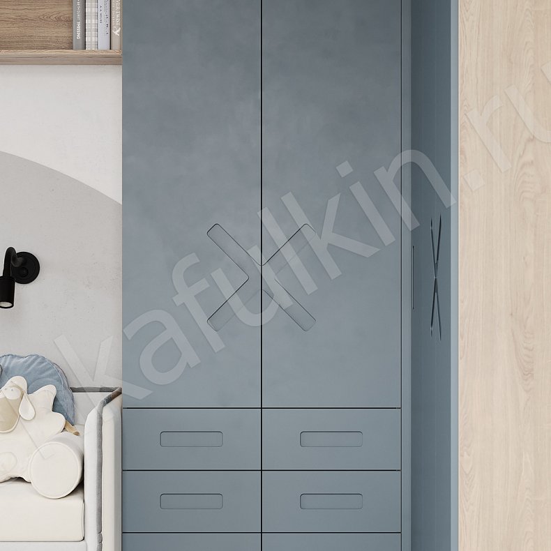 Изображение Детская Самсон Синий Древесный Минимализм 6и створчатые Детская Для вещей Для книг 4