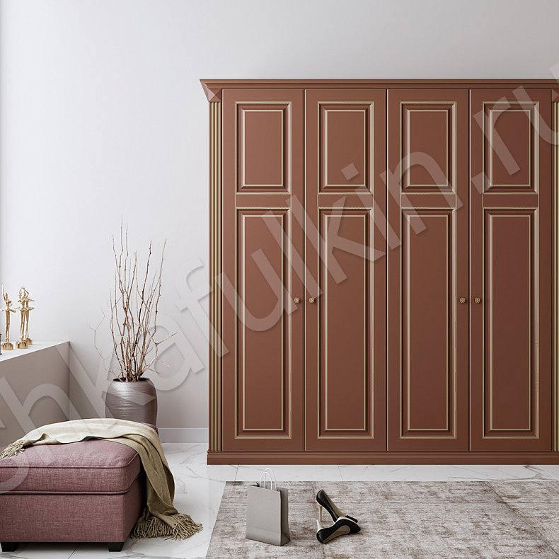 Изображение Корпусный шкаф Флоренция Цветной Коричневый Светлые Темные Классика 4х створчатые Гостиная Для вещей 1
