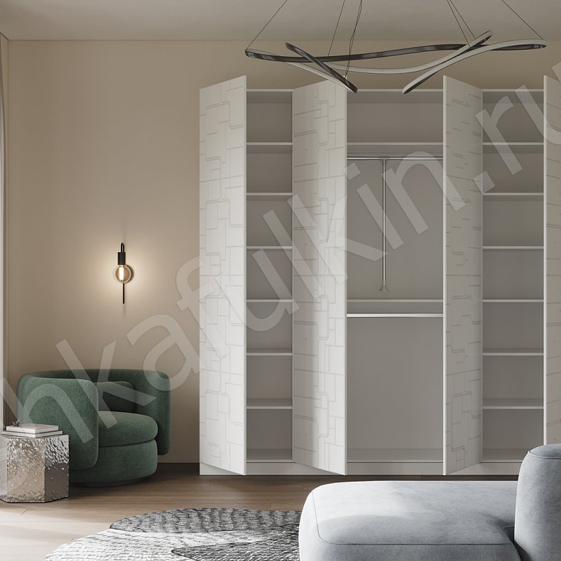 Шкаф Киберпанк Белый Серый Светлые Темные Современный 4х створчатые Спальня Для вещей 9