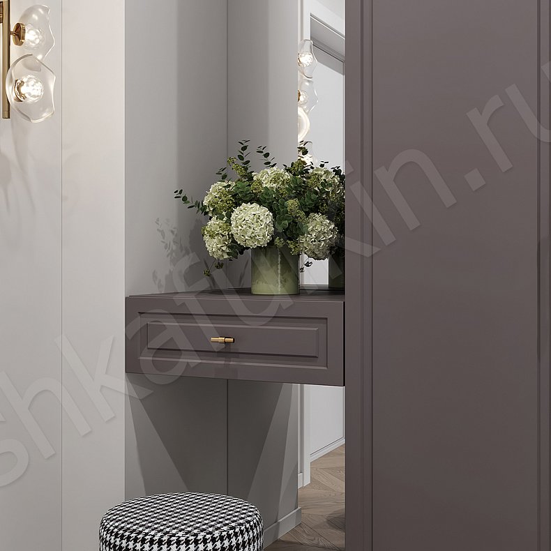 Прихожая Брикелл Белый Светлые Серый Неоклассика 3х створчатые Прихожая Для вещей 5