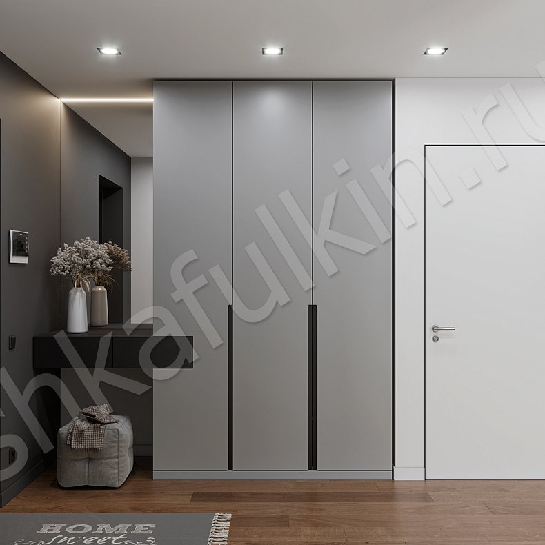 Шкаф в прихожую Амиго Черный Светлые Серый Минимализм 3х створчатые Прихожая Для вещей