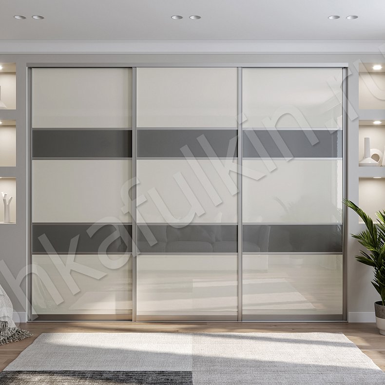 Изображение Шкаф-купе Соло Коричневый Светлые Серый Современный 3х створчатые Гостиная Для вещей 3