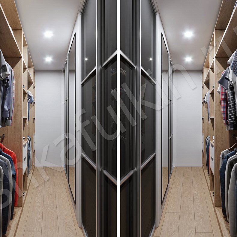 Изображение Шкаф-купе Модус Темные Черный Современный 4х створчатые Гардеробная Для вещей 5