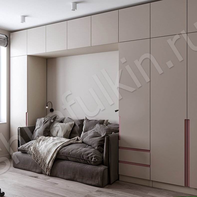 Детская Маргарита Коричневый Светлые Минимализм 4х створчатые Детская Для книг Для вещей 5