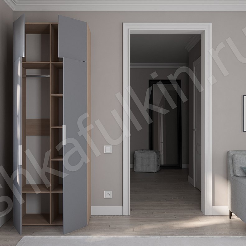 Изображение Шкаф Тони Темные Светлые Серый Коричневый Черный Белый Минимализм 2х створчатые Гостиная Для вещей 9