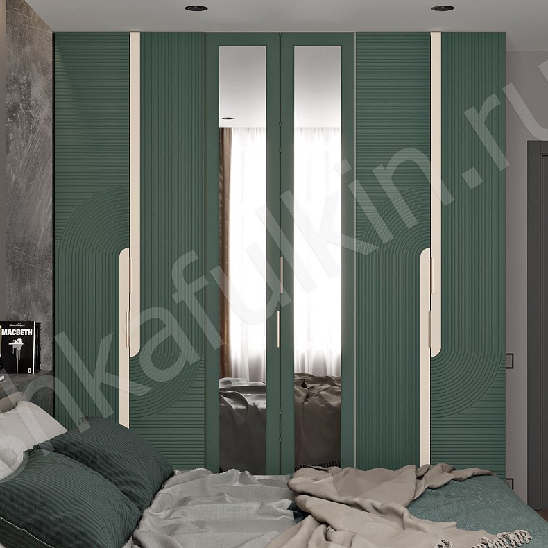 Шкаф Зингер Белый Цветной Светлые Зеленый Современный 6и створчатые Спальня Для вещей 5