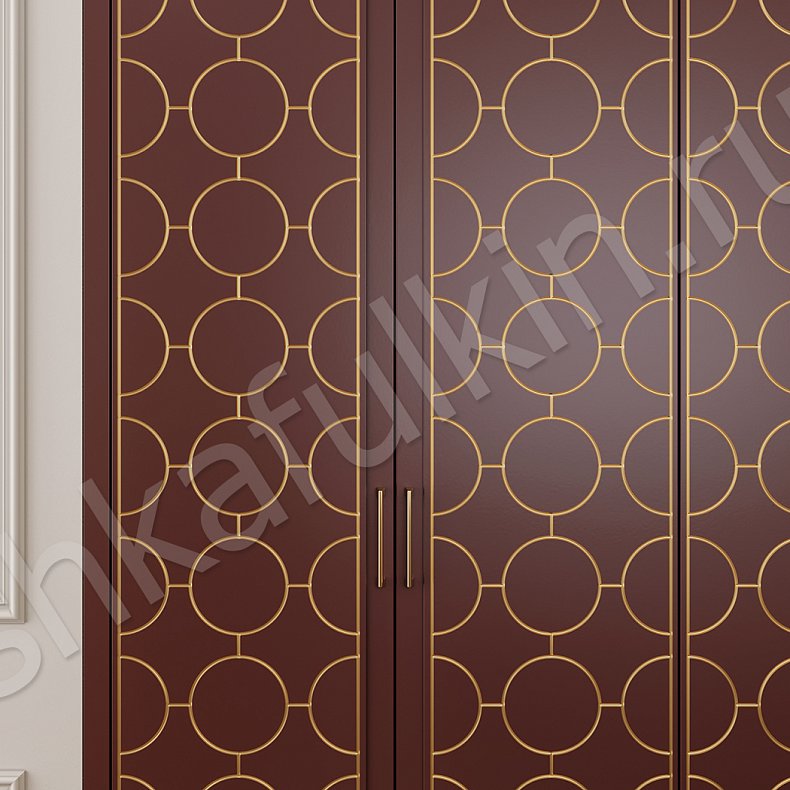 Изображение Встроенный шкаф Винсент Золото Темные Красный Цветной Неоклассика 6и створчатые Спальня Для вещей 3