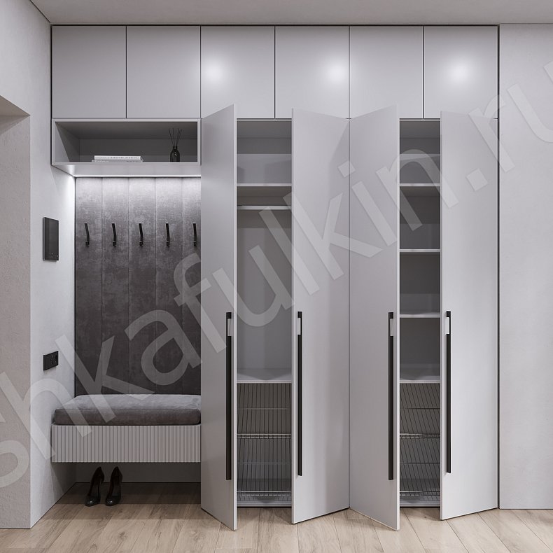 Прихожая Ситтер Серый Светлые Минимализм 4х створчатые Прихожая Для вещей 2
