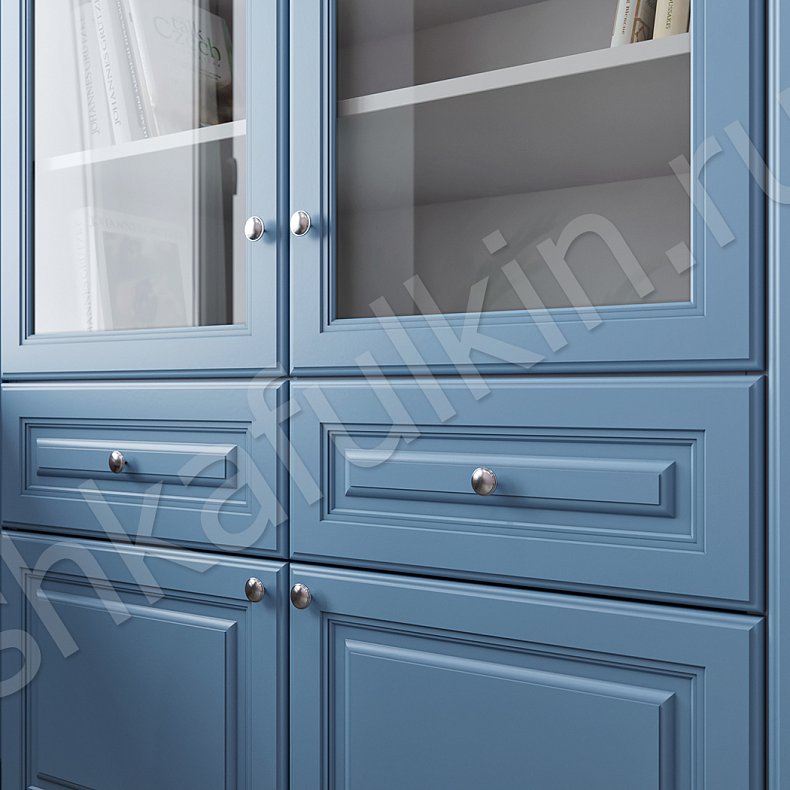 Изображение Мебель в детскую Фелиция Белый Цветной Синий Светлые Классика 4х створчатые Детская Для книг Для декора Для вещей 9