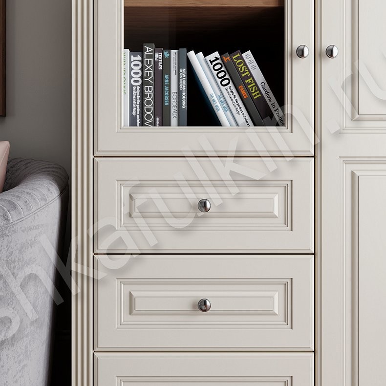 Изображение Шкаф Андриана Коричневый Светлые Зеленый Классика 4х створчатые Детская Для книг Для вещей 9