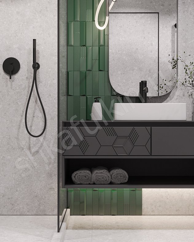 Мебель в ванную Токио Темные Черный Современный   Для вещей 3