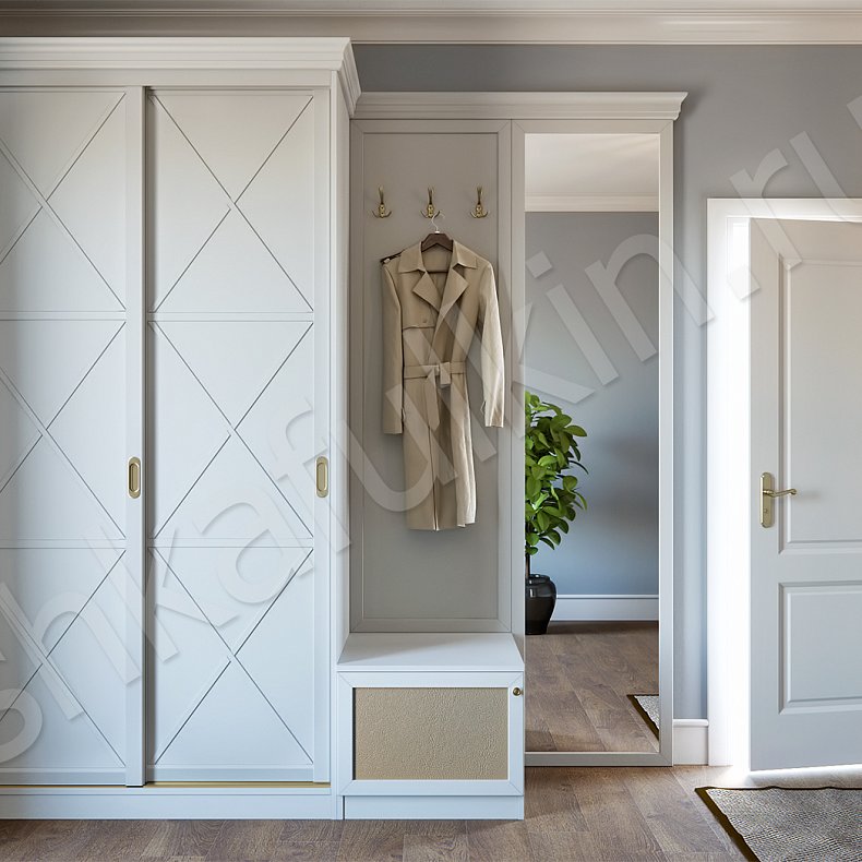 Прихожая Марсель Белый Светлые Классика 2х створчатые Прихожая Для вещей 1