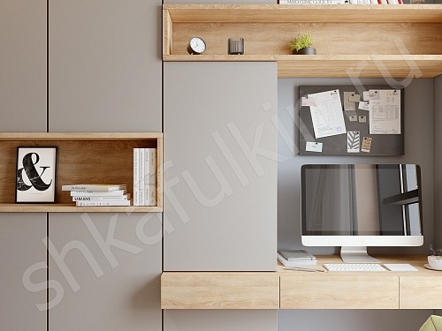 Изображение цвета Шкаф с рабочей зоной Джамбо Древесный Прованс 4х створчатые Спальня 