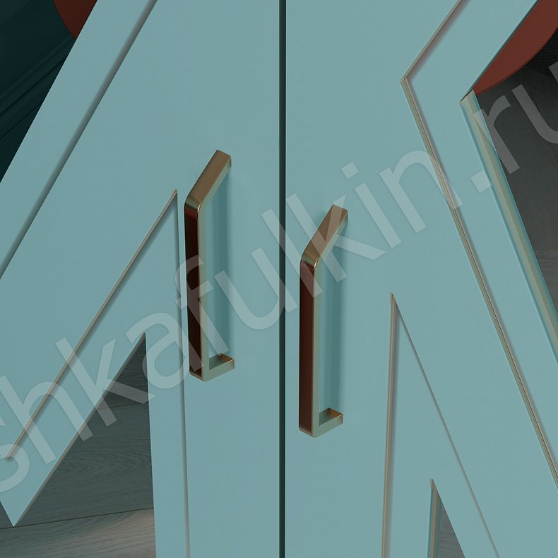 Изображение Шкаф Синема Белый Цветной Синий Светлые Современный 4х створчатые Спальня Для вещей 7