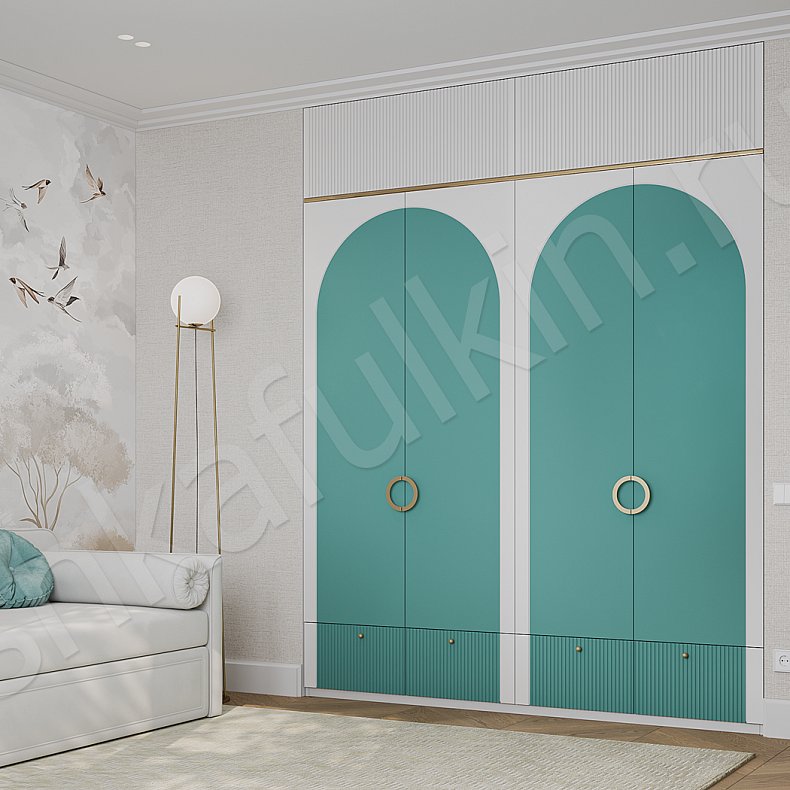 Детская Ариэль Розовый Светлые Неоклассика 4х створчатые Детская Для книг Для вещей