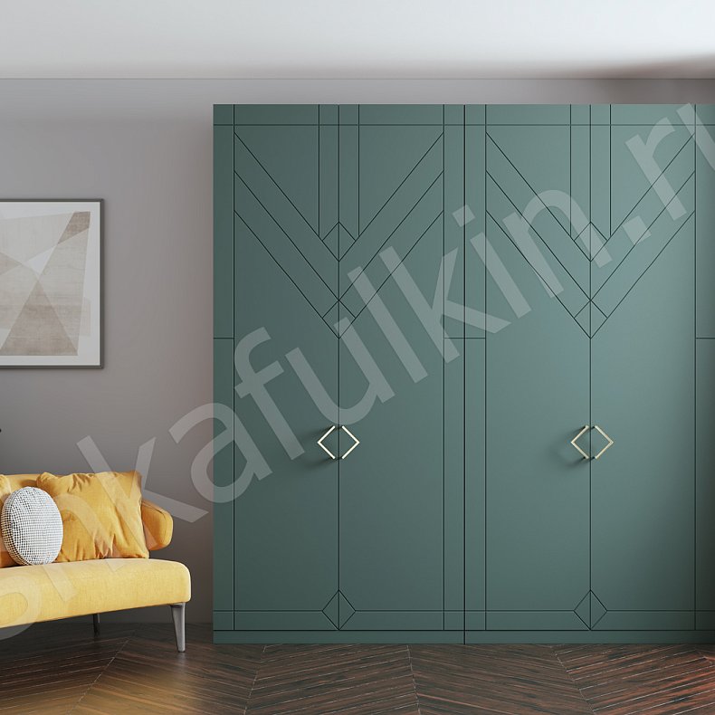 Шкаф Изольда Зеленый Светлые Современный 4х створчатые Гостиная Для вещей 1