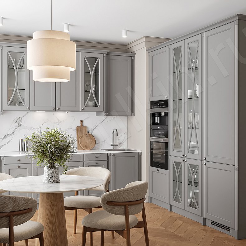 Изображение Кухня Люсия Цветной Серый Синий Светлые Неоклассика Для декора Для посуды 5