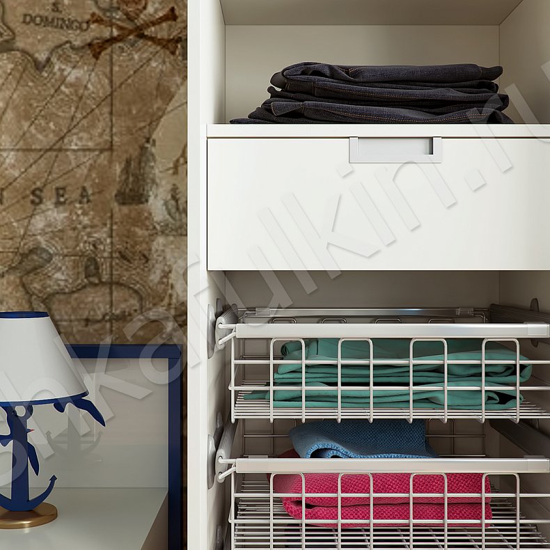 Изображение Корпусный шкаф-купе Полундра Светлые Цветной Белый Современный 2х створчатые Детская Для вещей 4