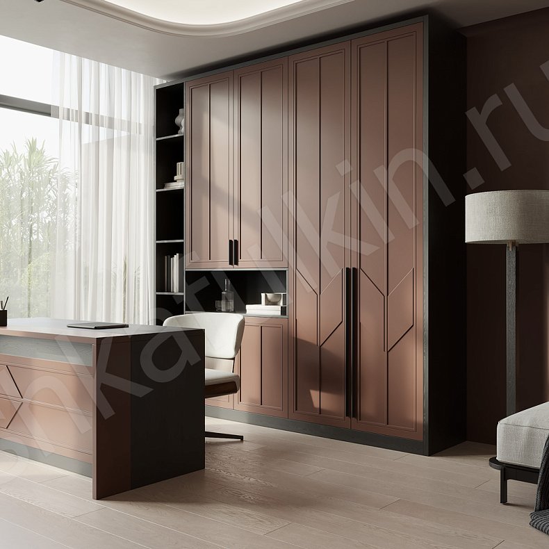 Изображение Кабинет Урман Древесный Современный 2х створчатые Гостиная Для вещей Для книг 3